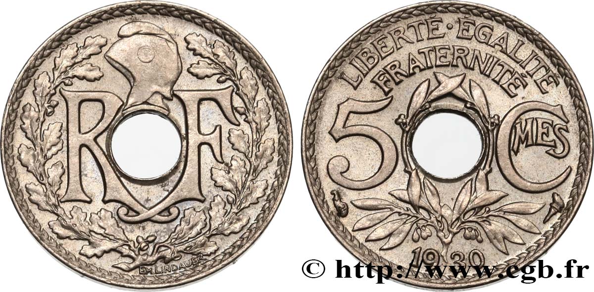 5 centimes Lindauer, petit module 1930  F.122/13 BB52 