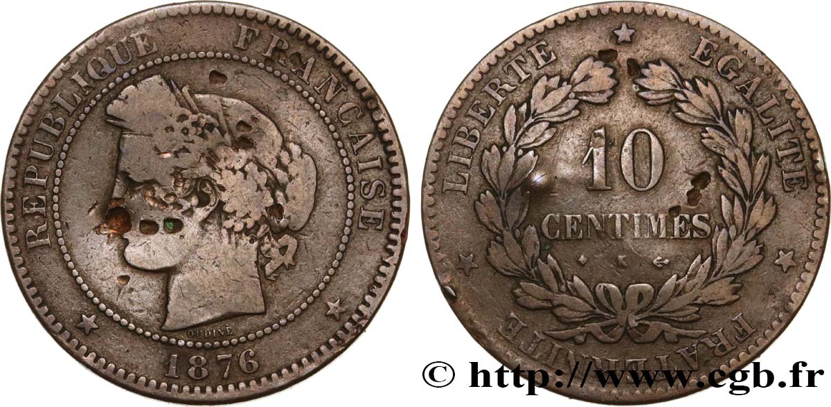 10 centimes Cérès 1876 Bordeaux F.135/17 GE 