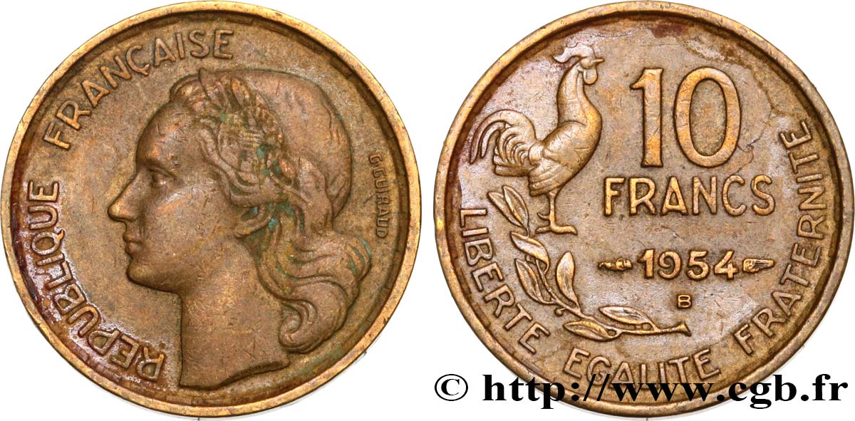 10 francs Guiraud 1954 Beaumont-Le-Roger F.363/11 VF35 
