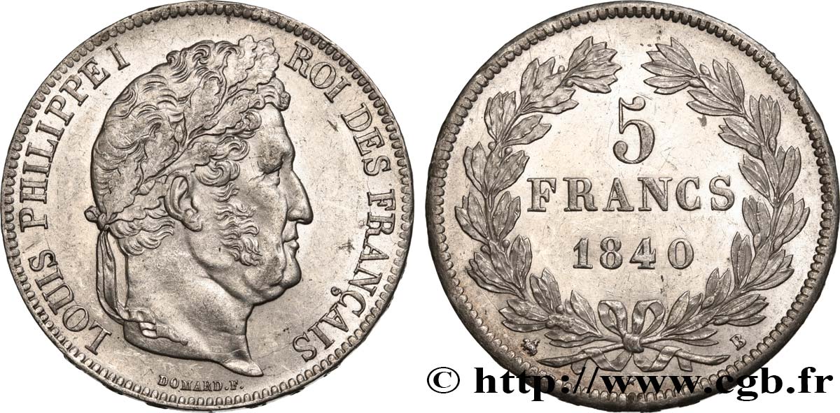 5 francs IIe type Domard 1840 Rouen F.324/84 VZ60 