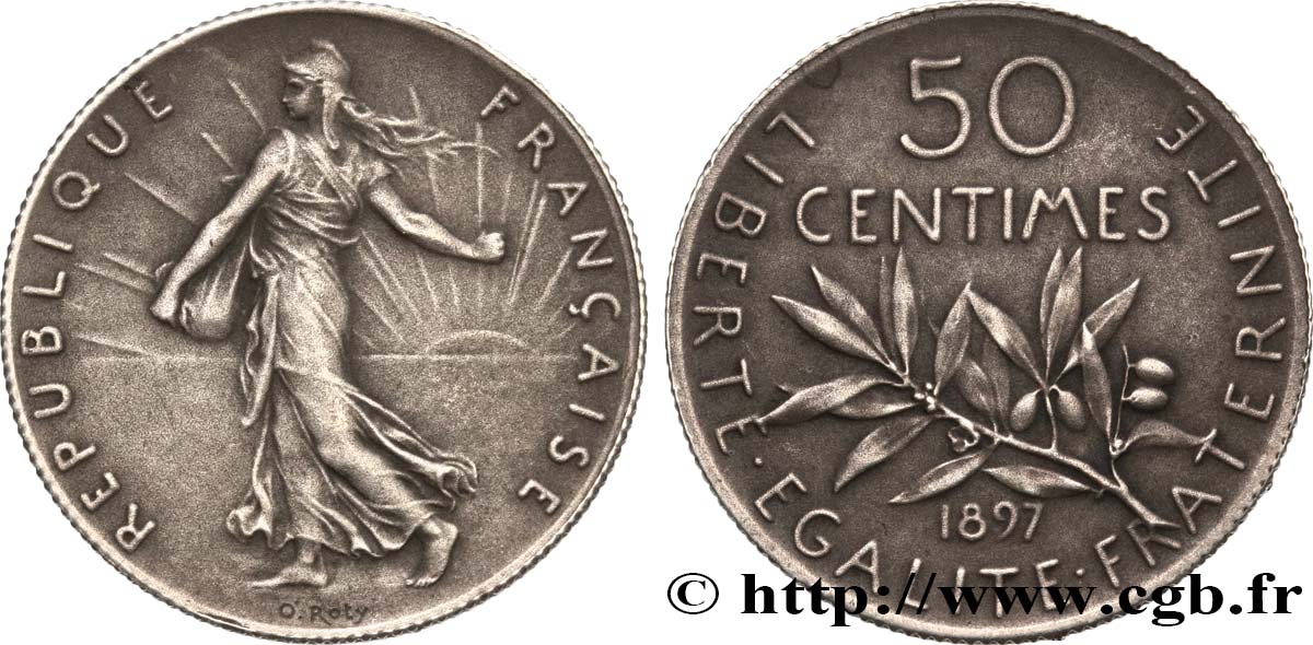 50 centimes Semeuse 1897  F.190/2 VZ62 