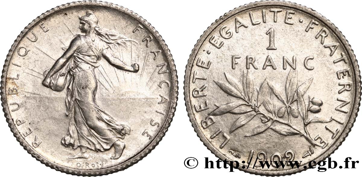 1 franc Semeuse 1902 Paris F.217/7 SPL58 
