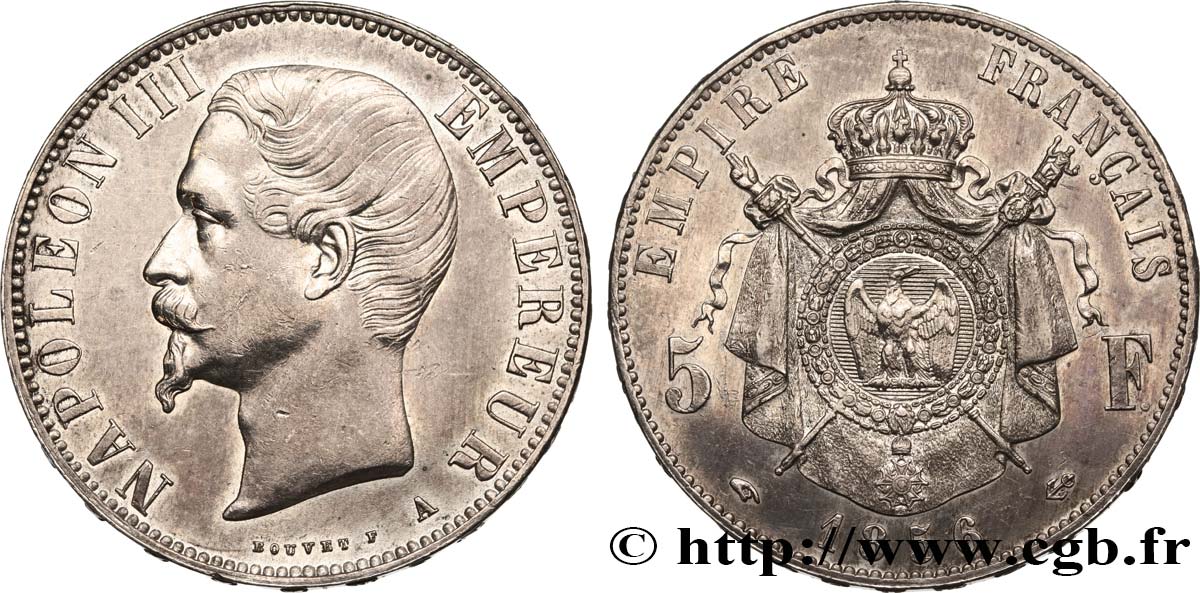 5 francs Napoléon III, tête nue 1856 Paris F.330/6 EBC 