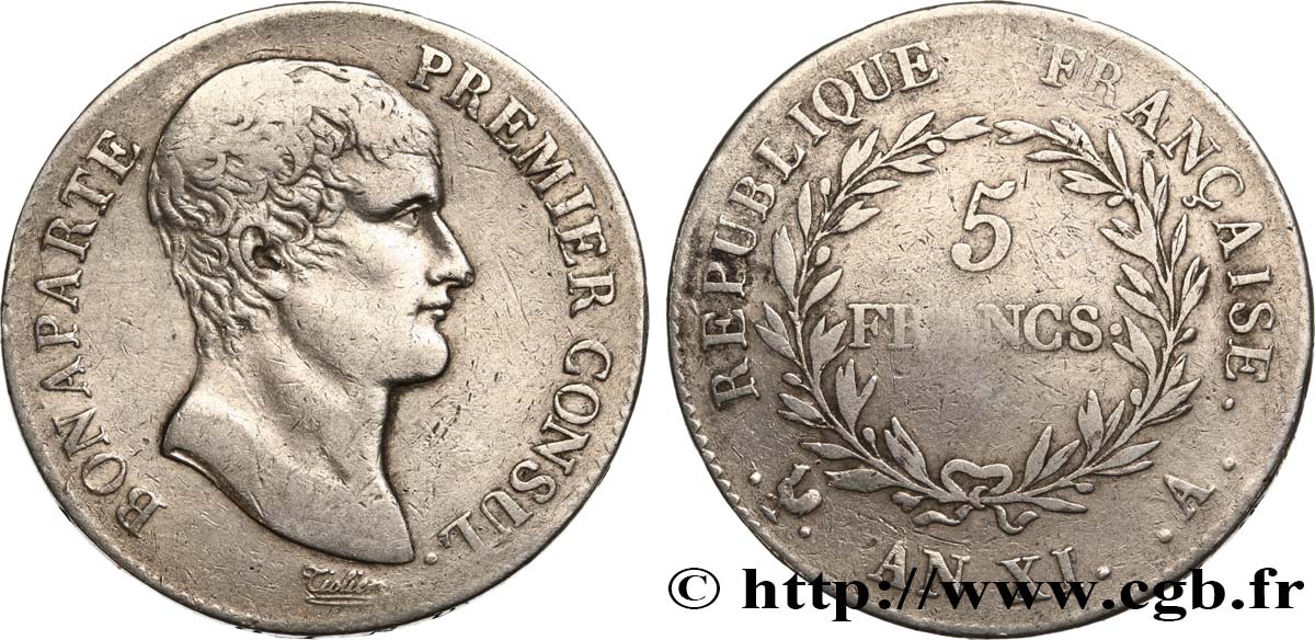 5 francs Bonaparte Premier Consul 1803 Paris F.301/1 BC 