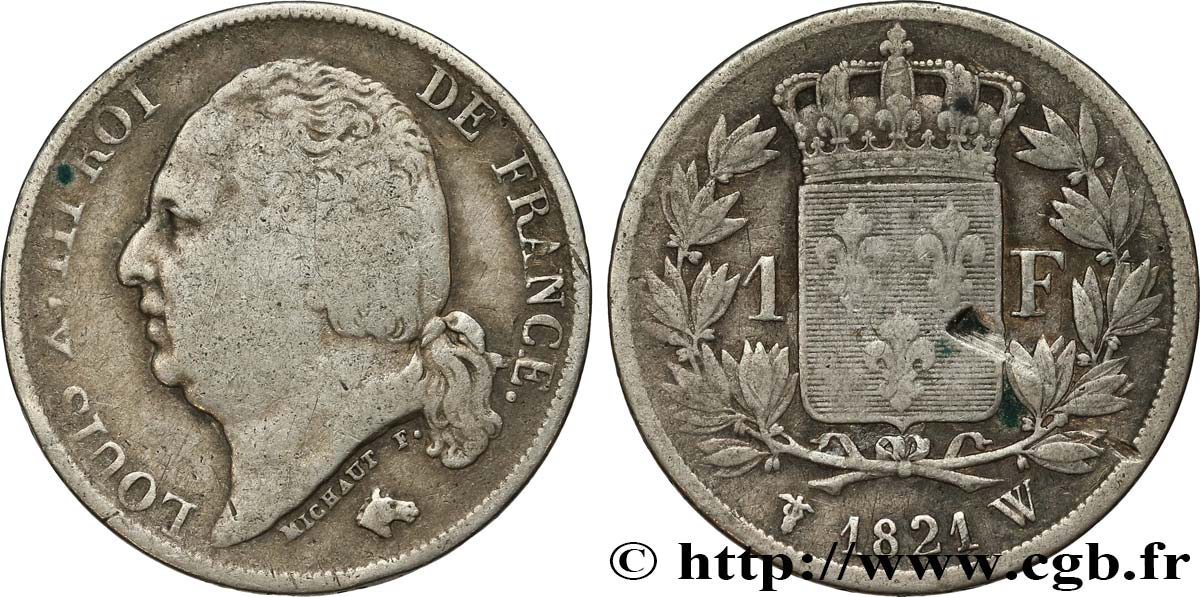 1 franc Louis XVIII 1821 Lille F.206/39 RC+ 