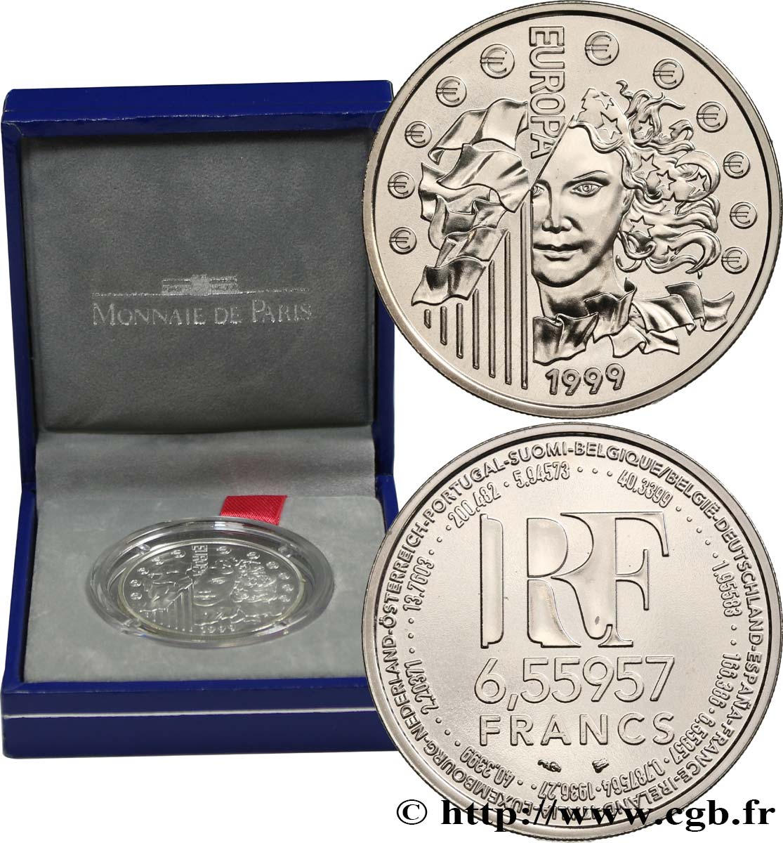 Brillant Universel 6,55957 francs - La parité 1999 Paris F.1250 2 FDC 