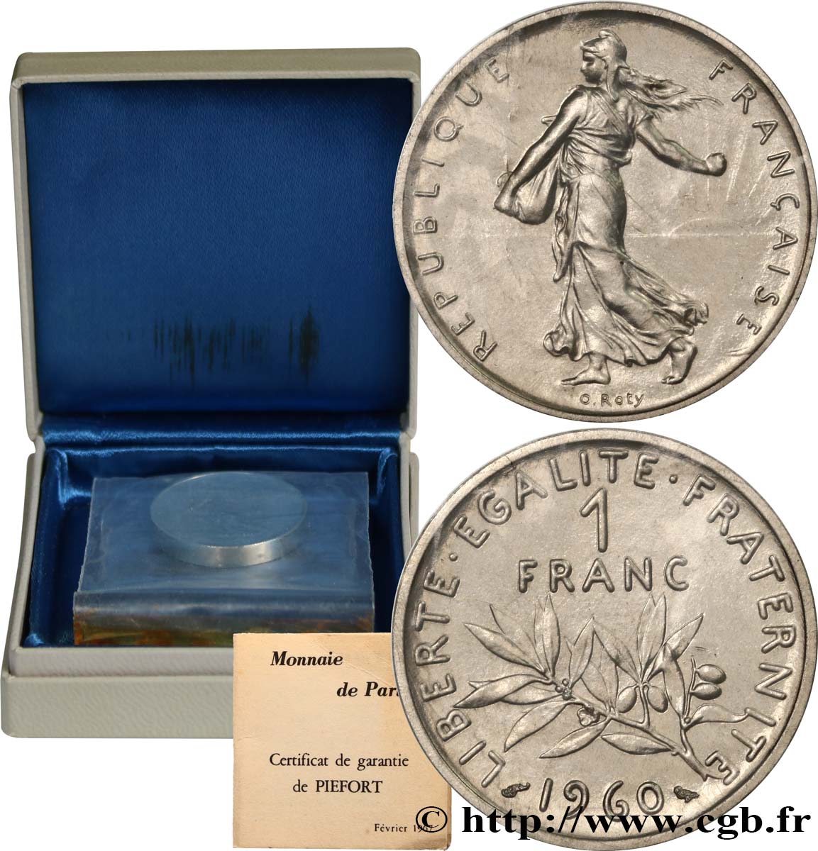Piéfort nickel de 1 franc Semeuse, nickel 1960 Paris F.226/4P MS 