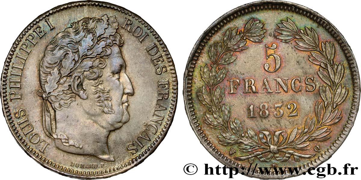 5 francs IIe type Domard 1832 Perpignan F.324/11 VZ59 