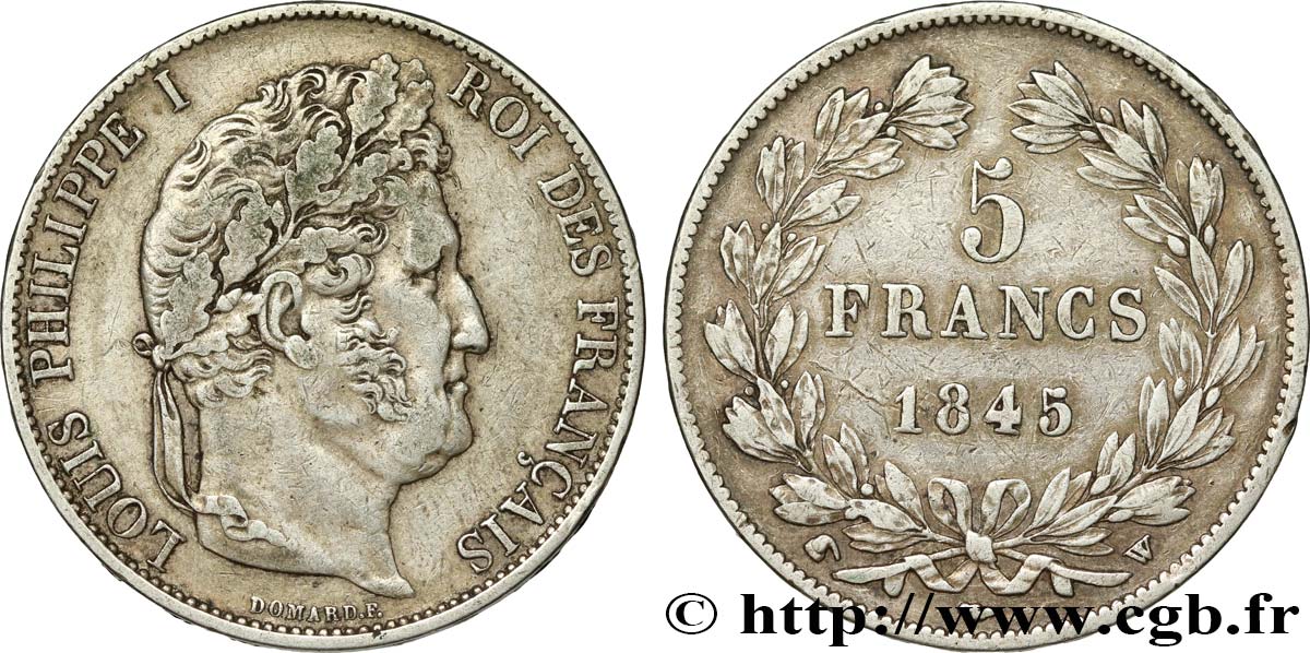5 francs IIIe type Domard 1845 Lille F.325/9 TTB42 