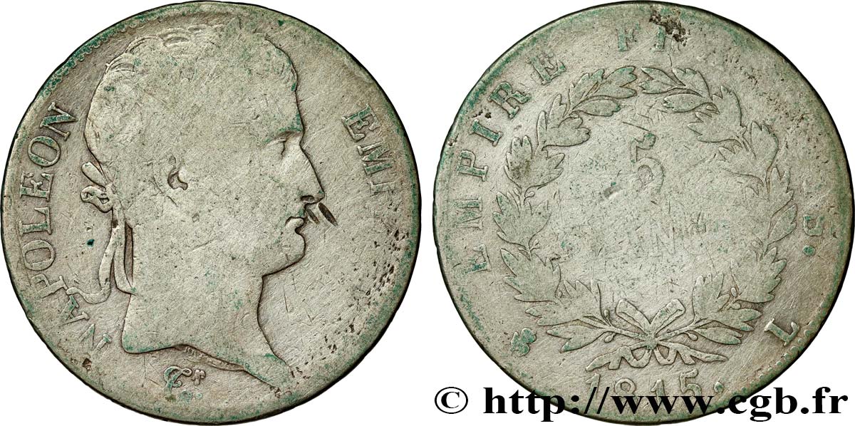 5 francs Napoléon Empereur, Cent-Jours 1815 Bayonne F.307A/5 VG 