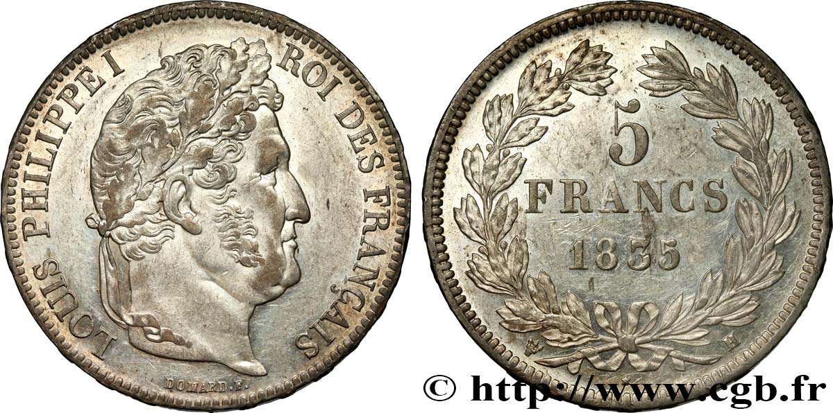 5 francs IIe type Domard 1835 La Rochelle F.324/46 AU55 