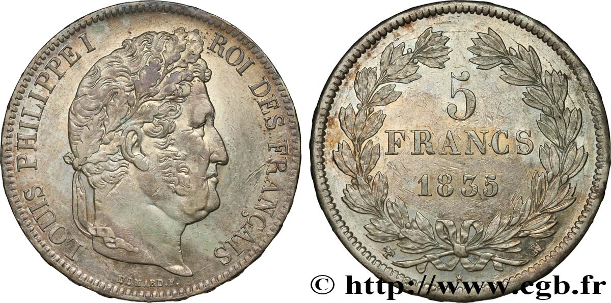 5 francs IIe type Domard 1835 Marseille F.324/50 AU53 