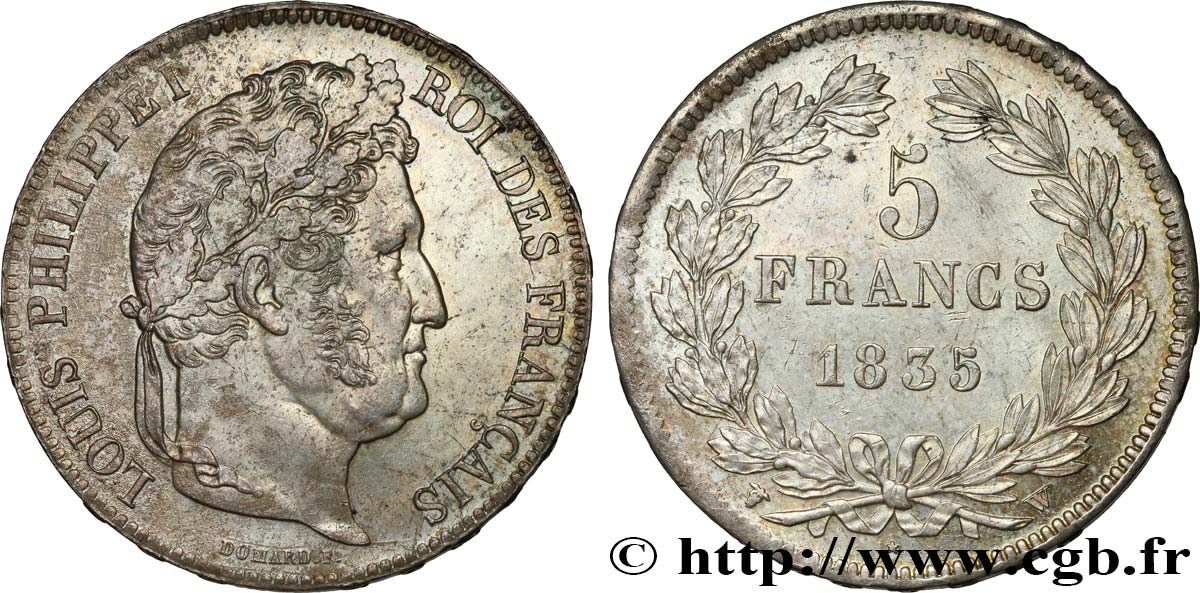 5 francs IIe type Domard 1835 Lille F.324/52 AU58 