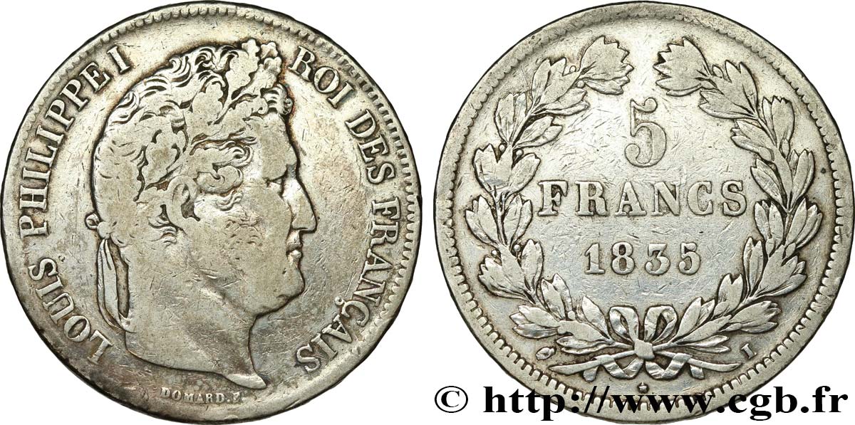 5 francs IIe type Domard 1835 Limoges F.324/47 TB 