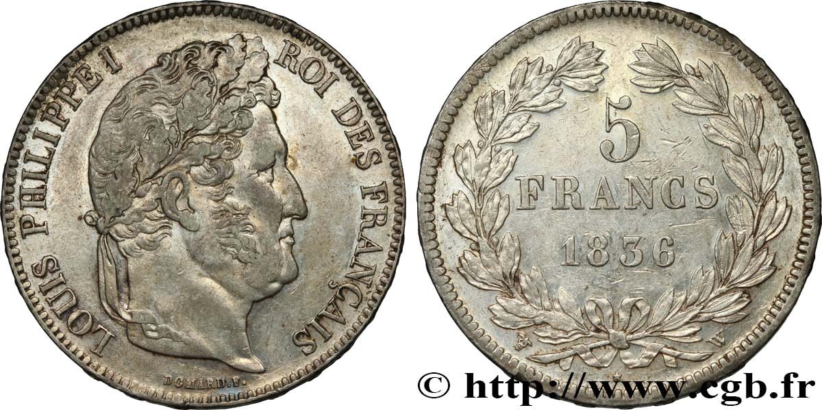 5 francs IIe type Domard 1836 Lille F.324/60 AU50 