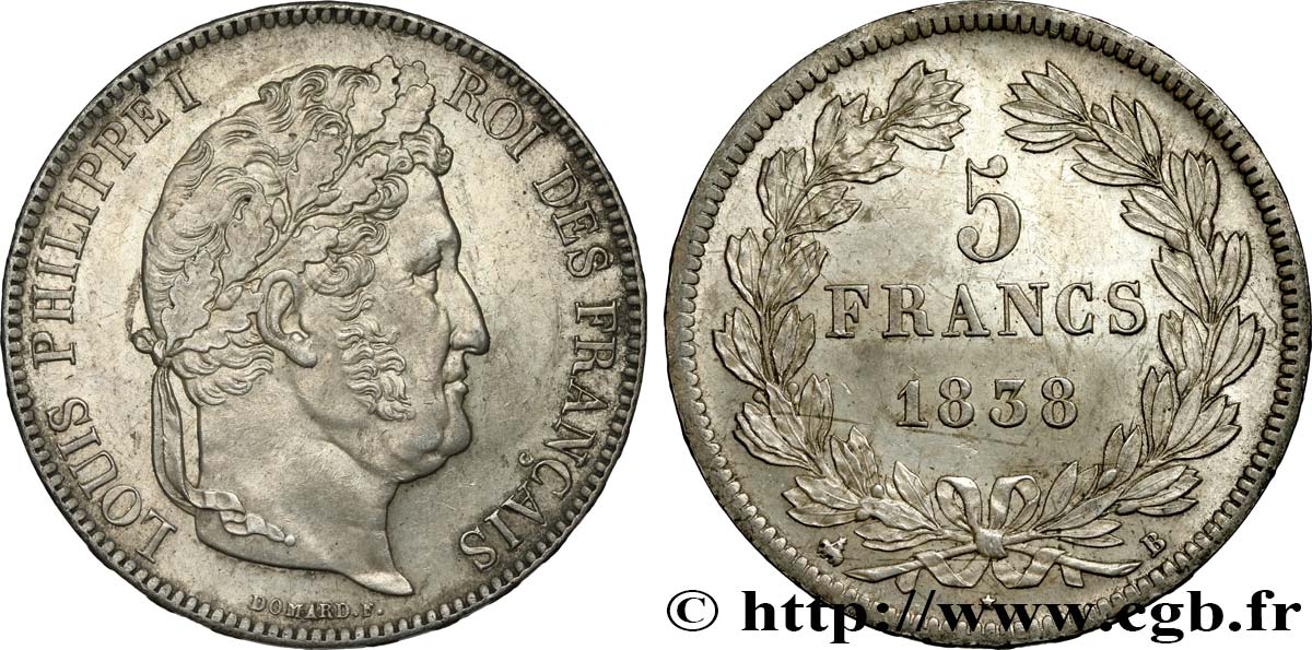 5 francs IIe type Domard 1838 Rouen F.324/69 VZ55 