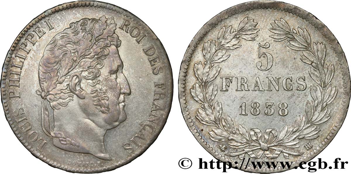 5 francs IIe type Domard 1838 Strasbourg F.324/70 VZ55 