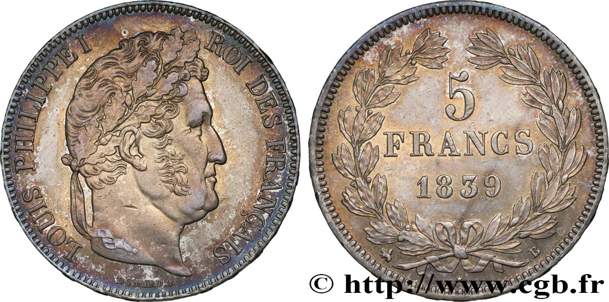 5 francs IIe type Domard 1839 Rouen F.324/76 EBC55 