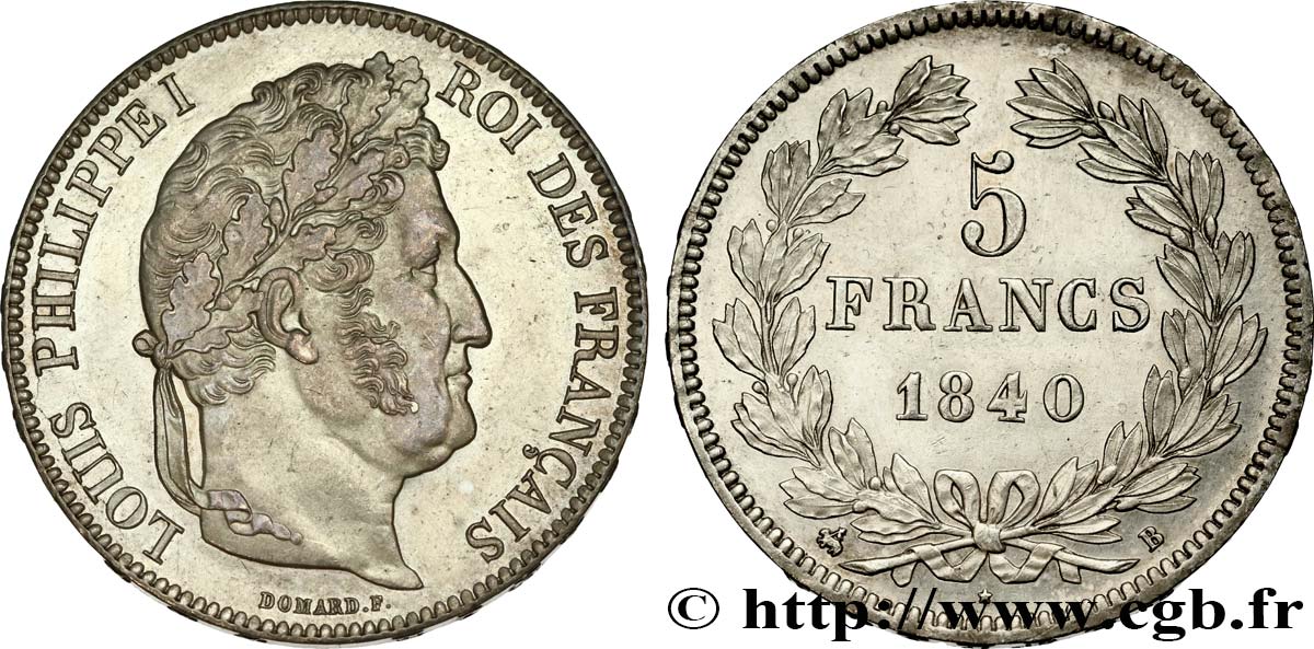 5 francs IIe type Domard 1840 Rouen F.324/84 MS63 