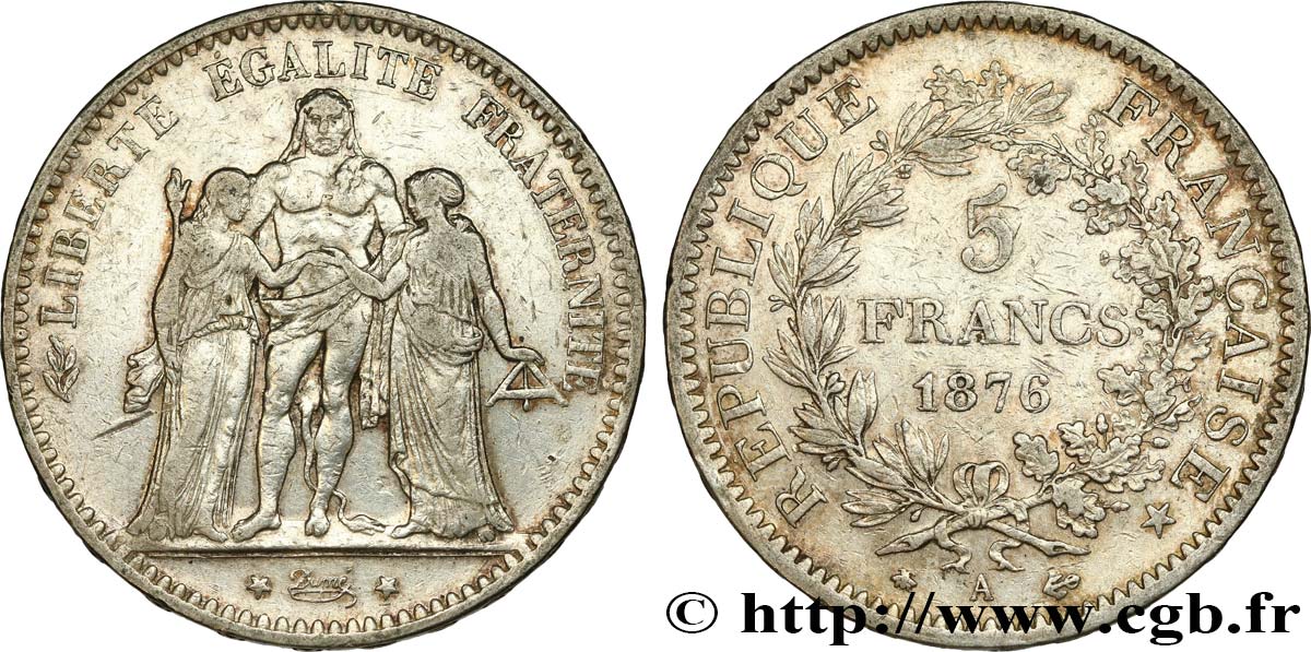 5 francs Hercule 1876 Paris F.334/17 MB 