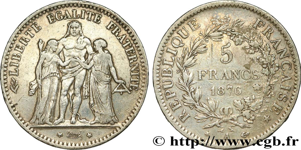 5 francs Hercule 1876 Paris F.334/17 TB 