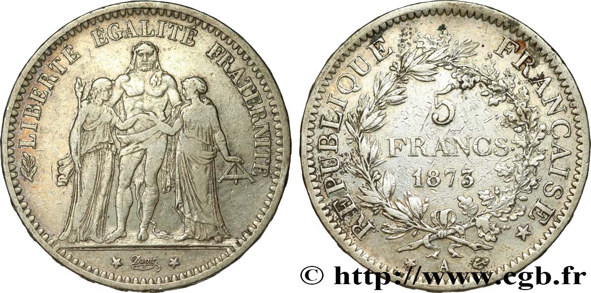5 francs Hercule 1873 Paris F.334/9 VF 