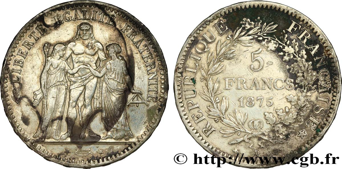 5 francs Hercule 1875 Paris F.334/14 fSS 