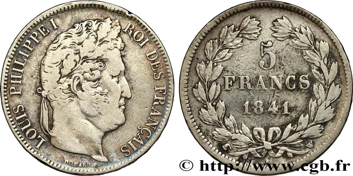 5 francs IIe type Domard 1841 Lille F.324/94 TB 