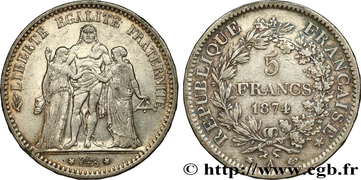 5 francs Hercule 1874 Paris F.334/12 MB 