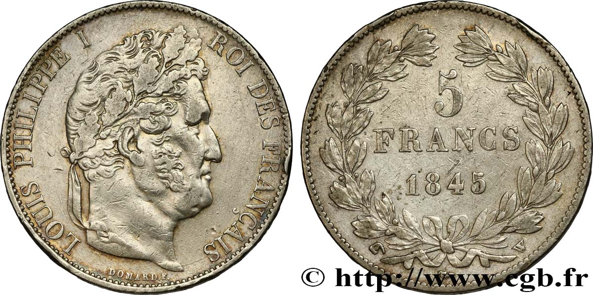 5 francs IIIe type Domard 1845 Lille F.325/9 TTB 
