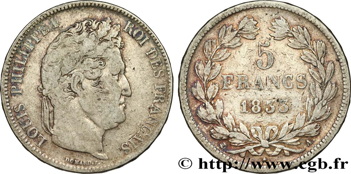 5 francs IIe type Domard 1833 Paris F.324/14 S 