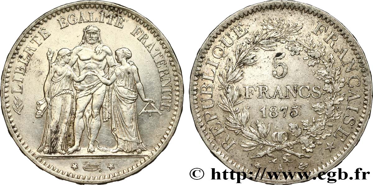 5 francs Hercule 1875 Paris F.334/14 XF 