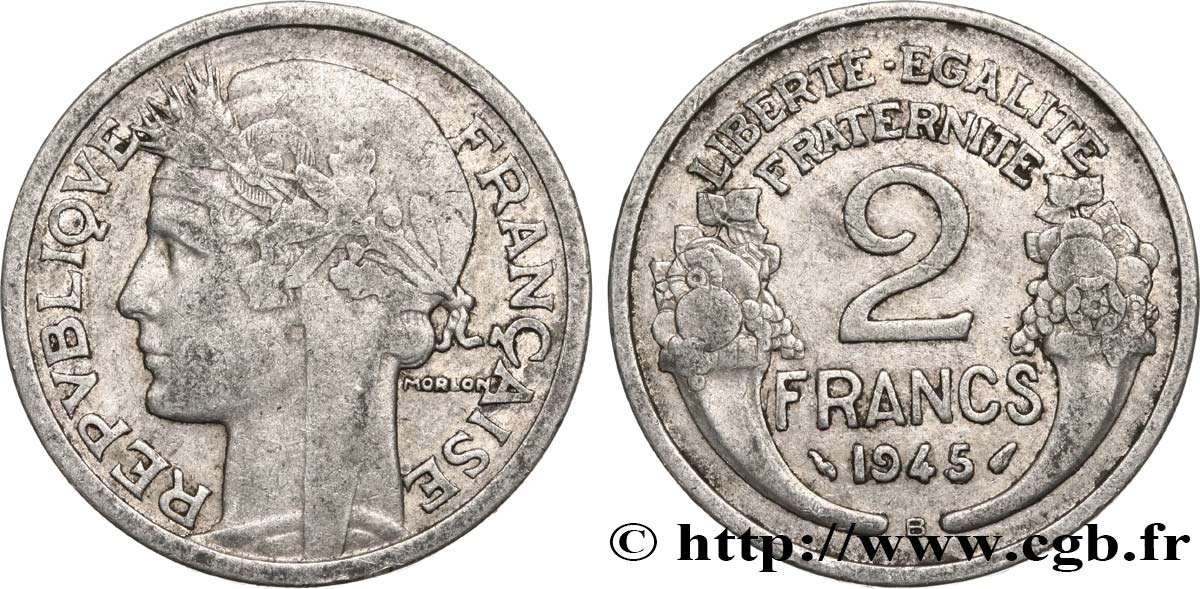 2 francs Morlon, aluminium 1945 Beaumont-Le-Roger F.269/6 TB 