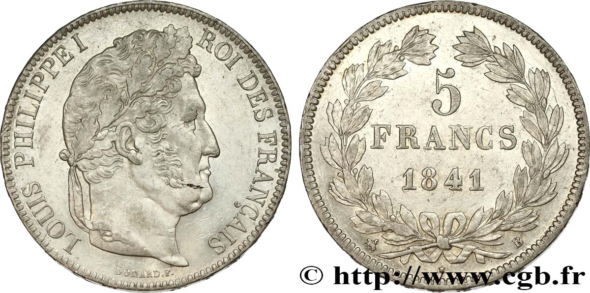 5 francs IIe type Domard 1841 Rouen F.324/91 AU52 