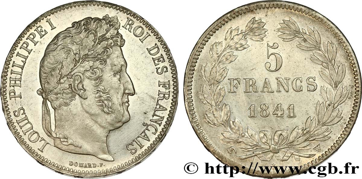 5 francs IIe type Domard 1841 Lille F.324/94 AU55 
