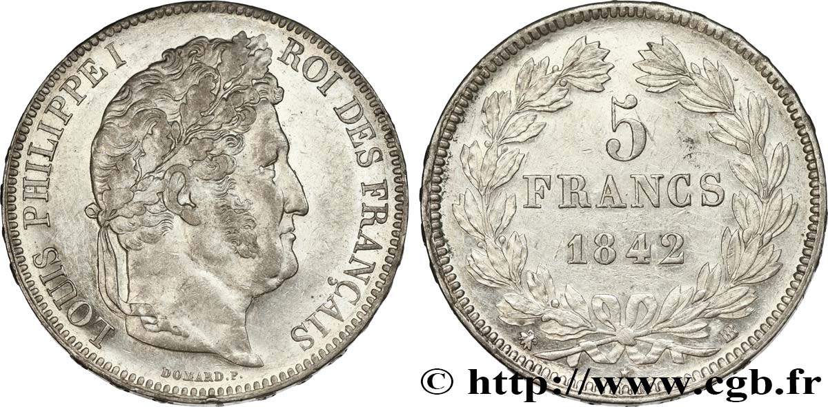 5 francs IIe type Domard 1842 Strasbourg F.324/97 TTB53 
