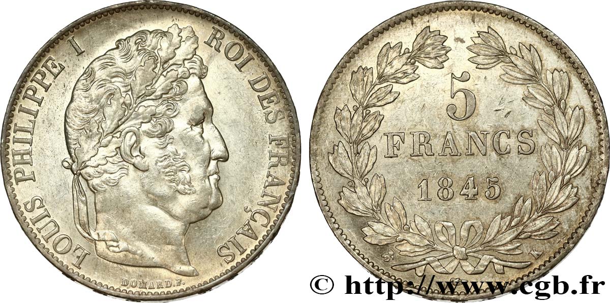 5 francs IIIe type Domard 1845 Bordeaux F.325/8 SUP55 