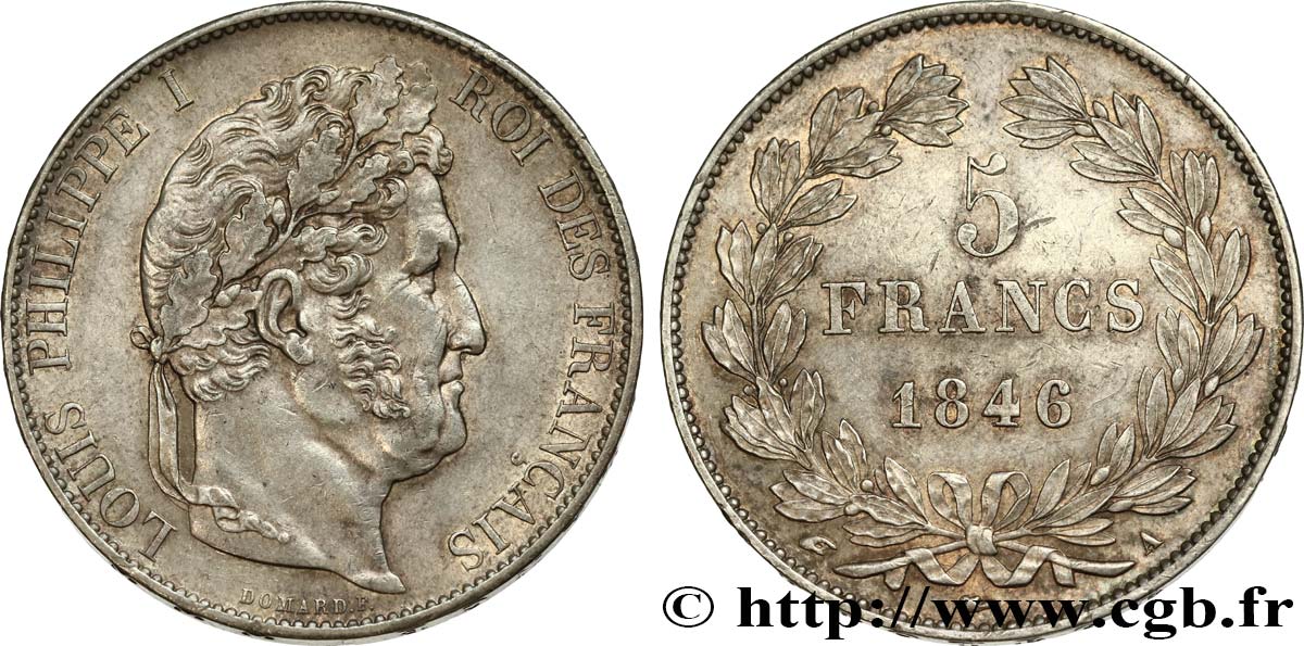 5 francs IIIe type Domard 1846 Paris F.325/10 AU54 