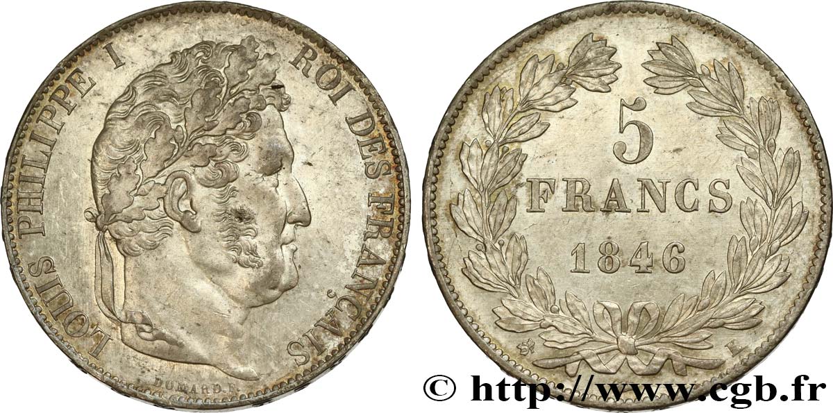 5 francs IIIe type Domard 1846 Bordeaux F.325/12 SUP55 