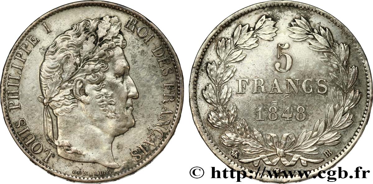 5 francs IIIe type Domard 1848 Strasbourg F.325/18 SS53 