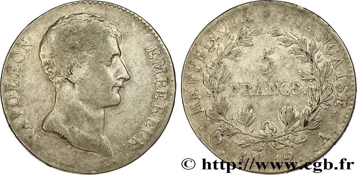 5 francs Napoléon Empereur, type intermédiaire 1804 Paris F.302/1 S25 