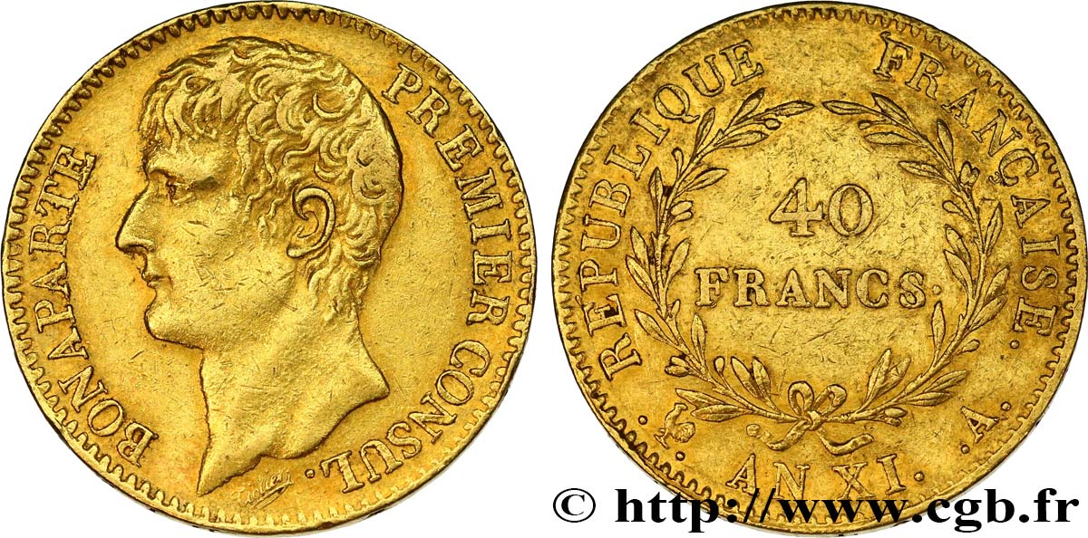 40 francs or Bonaparte Premier Consul 1803 Paris F.536/1 BB48 