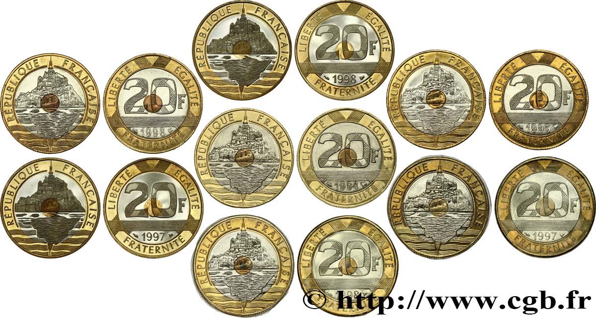 Lot de 7 x 20 francs Mont Saint-Michel n.d. Pessac F.403/10 EBC/FDC 