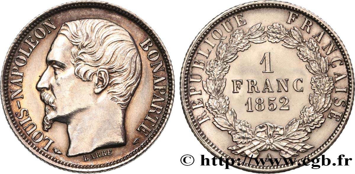 1 franc Louis-Napoléon 1852 Paris F.212/1 SUP+ 