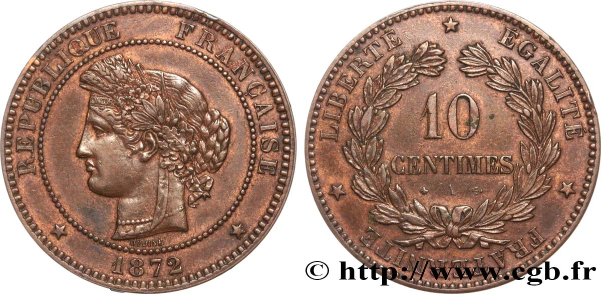 10 centimes Cérès 1872 Paris F.135/8 TTB50 