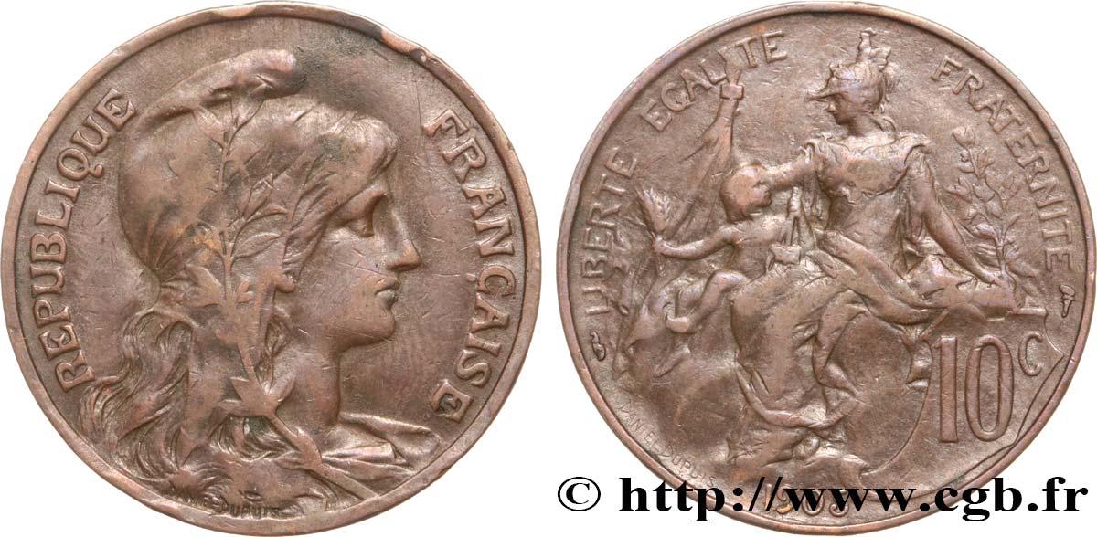 10 centimes Daniel-Dupuis 1905  F.136/14 VF35 