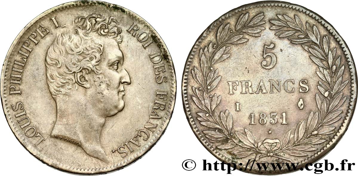 5 francs type Tiolier avec le I, tranche en creux 1831 Limoges F.315/19 SS50 