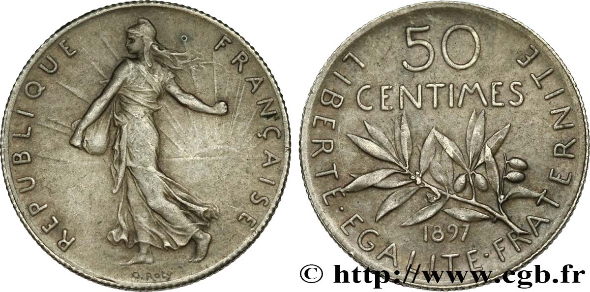 50 centimes Semeuse 1897  F.190/2 SUP62 