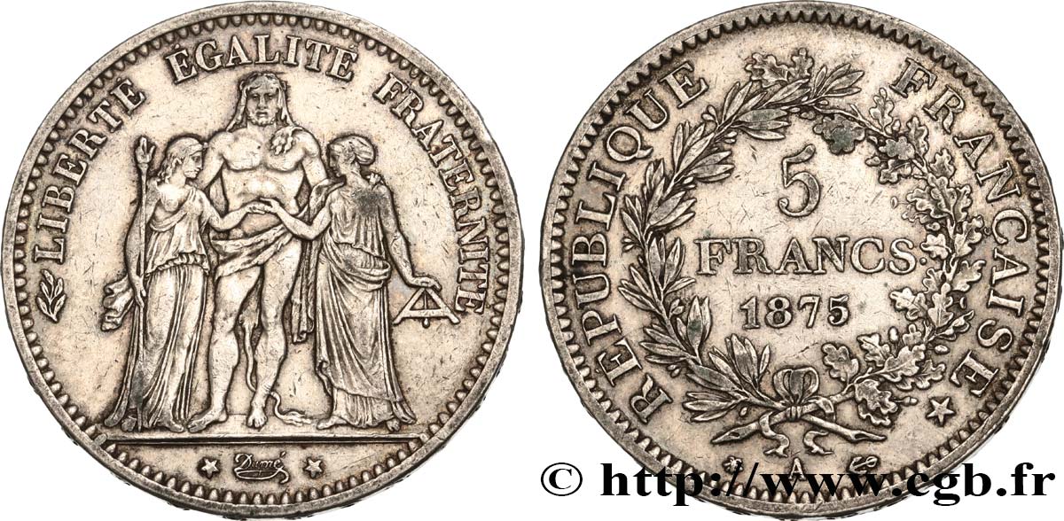 5 francs Hercule 1875 Paris F.334/14 fSS 