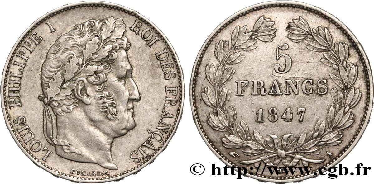 5 francs IIIe type Domard 1847 Paris F.325/14 XF48 